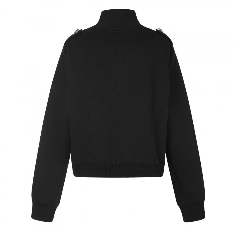 Unisex Sweat Jacket in Military Look with Double Button Placket Mune Fashion
