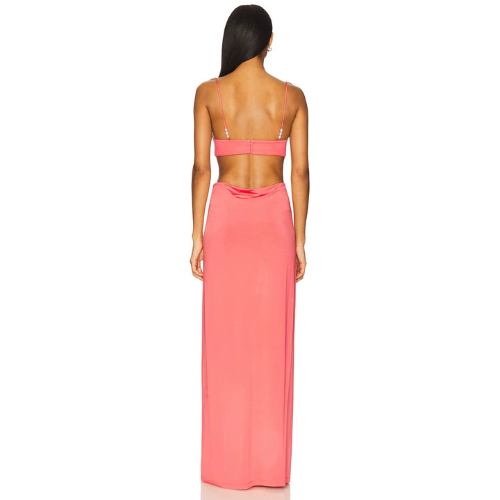 Women nan maxi dress with bustier cups, side cut-outs and fine spaghetti straps Mune Fashion