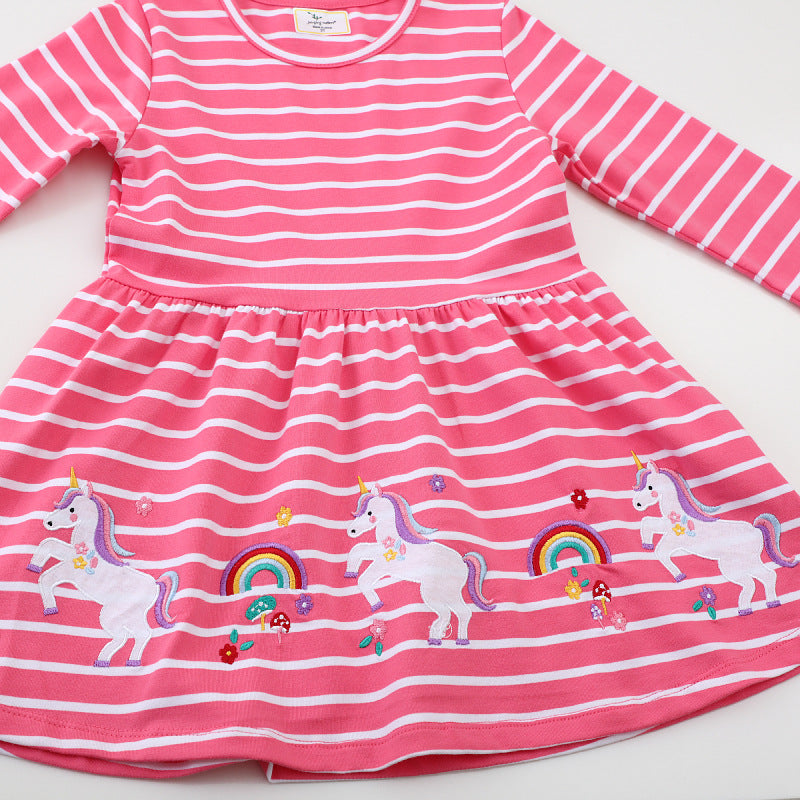 Girl long sleeve dress with playful unicorn design Mune Fashion