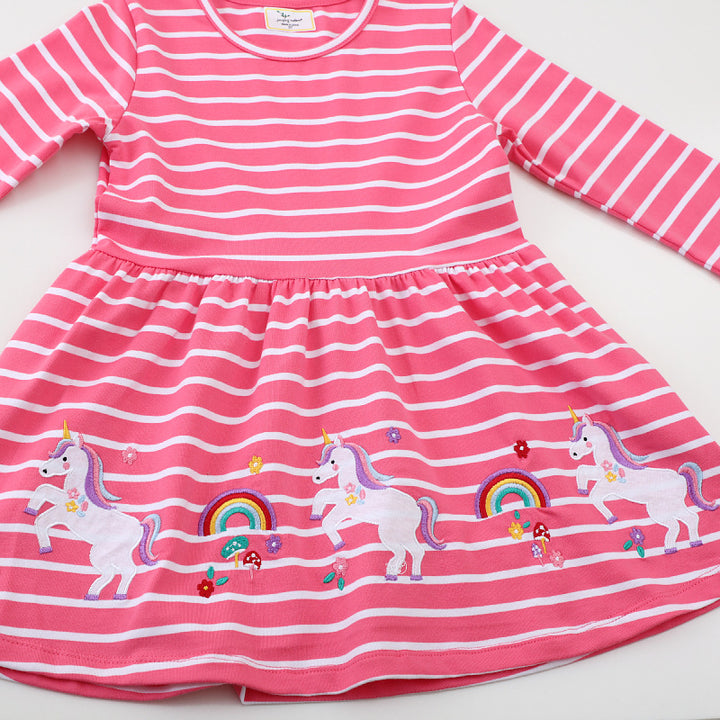 Girl long sleeve dress with playful unicorn design Mune Fashion
