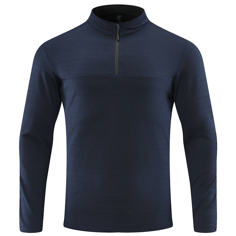 Men's Thermal Long Sleeve Shirt with Half Zip and Stand Collar Mune Fashion