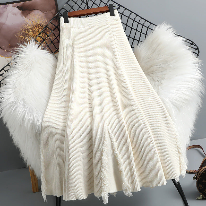 Ladies Flowing Pleated Skirt with Fringes Mune Fashion