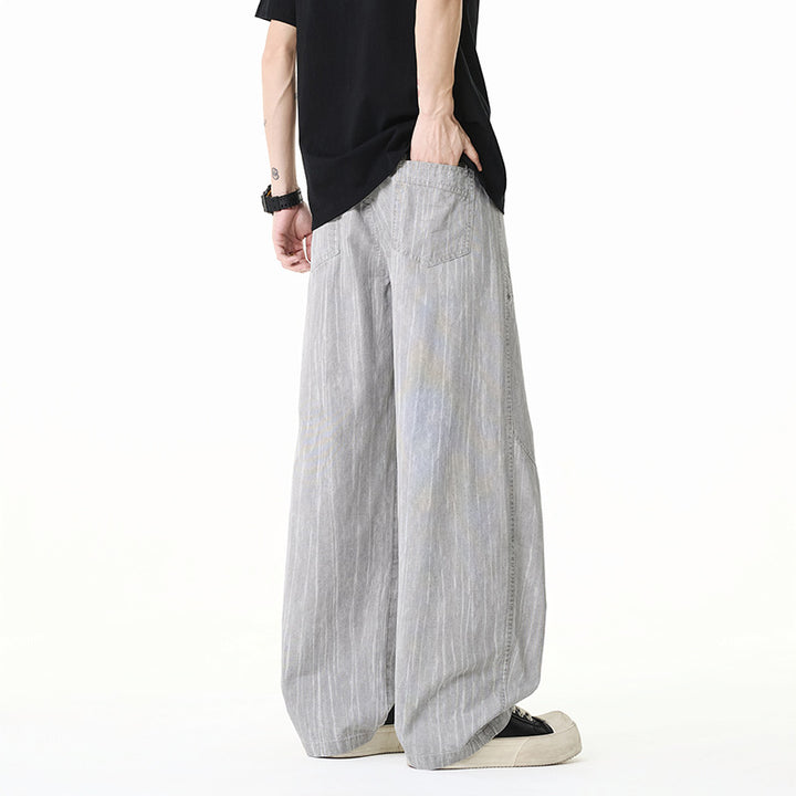 Damen Weite Leinenoptik-Hose mit elastischem Bund und aufgesetzten Taschen Mune Fashion