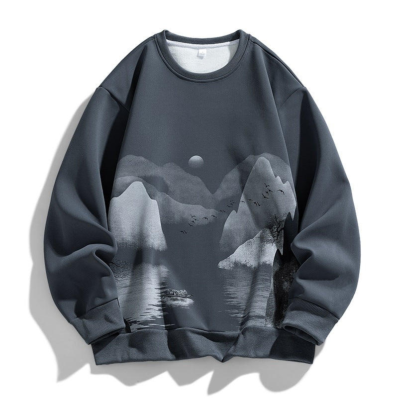 Unisex Oversize Sweatshirt with Brush Print & Ribbed Hem Mune Fashion