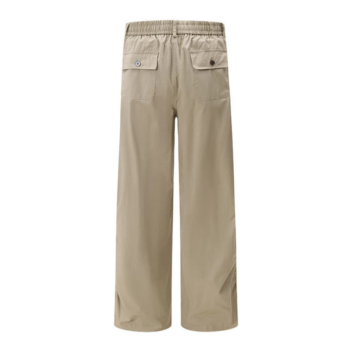 Women's Wide Cargo Palazzo Pants with Drawstring Waistband and Adjustable Hem Cords Mune Fashion