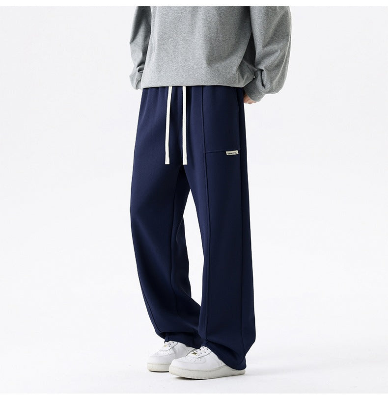 Men's Loose Relaxed Jogging Pants with Drawstring, Multifunctional Pocket & Straight Leg Mune Fashion