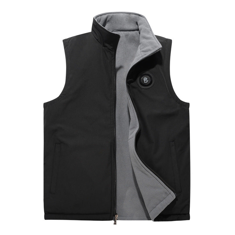 Men's Windproof Softshell Vest with high-pile fleece lining, stand-up collar, and concealed side pockets Mune Fashion