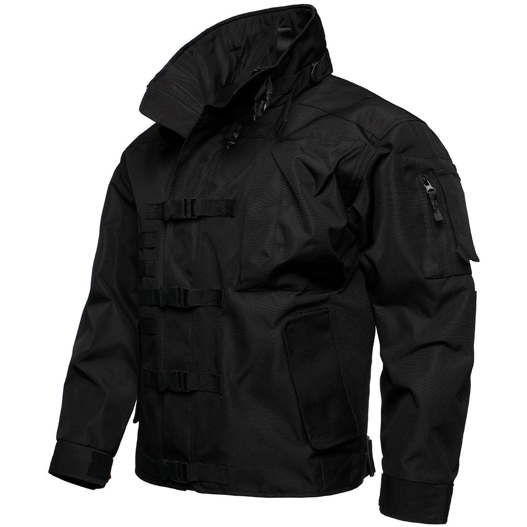 Men's Tactical Field Jacket with Modular Snap Closures and Stowable Hood Mune Fashion