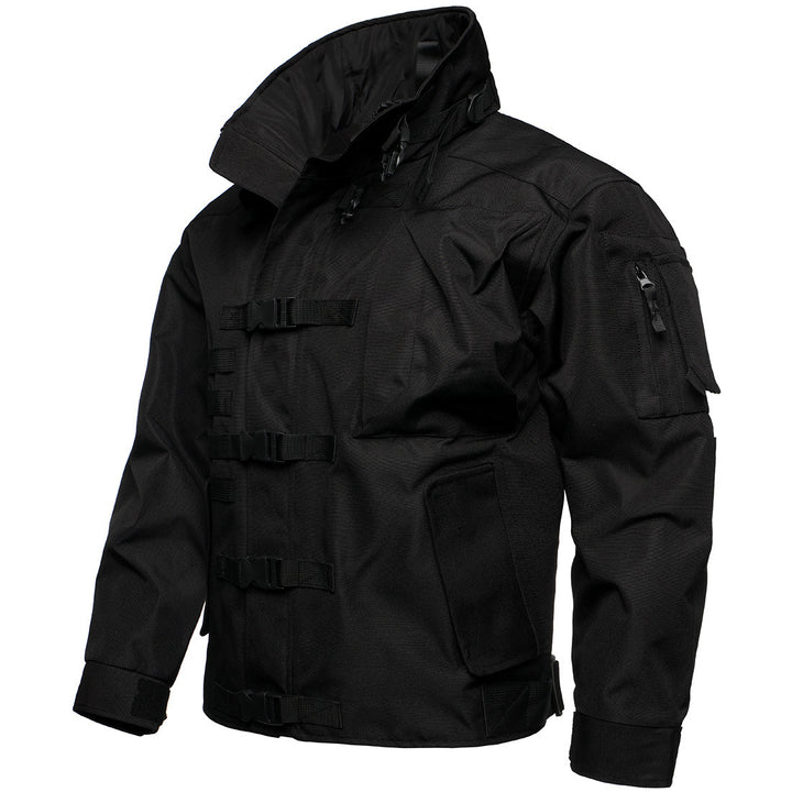Men's Tactical Field Jacket with Modular Snap Closures and Stowable Hood Mune Fashion