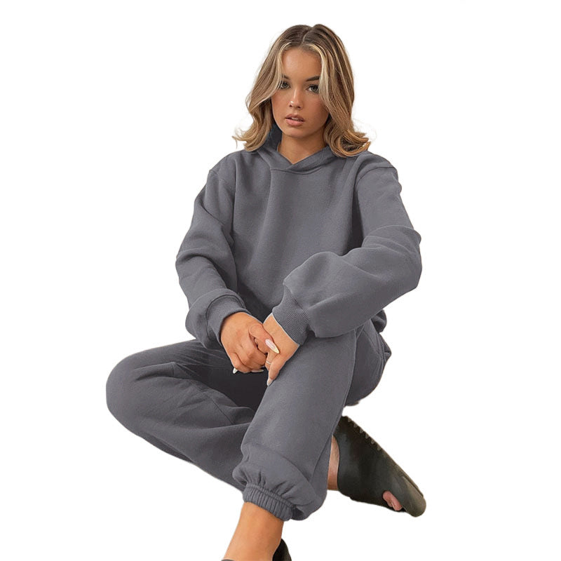 Women's casual oversized hoodie loungewear set with fleece-lined hoodie and high-waisted joggers Mune Fashion