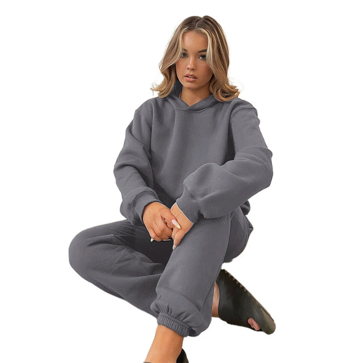 Women's casual oversized hoodie loungewear set with fleece-lined hoodie and high-waisted joggers Mune Fashion