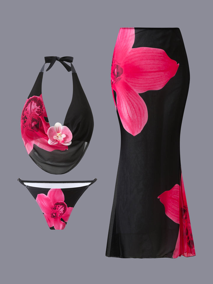 Women’s bikini set with floral design and elegant wrap top Mune Fashion