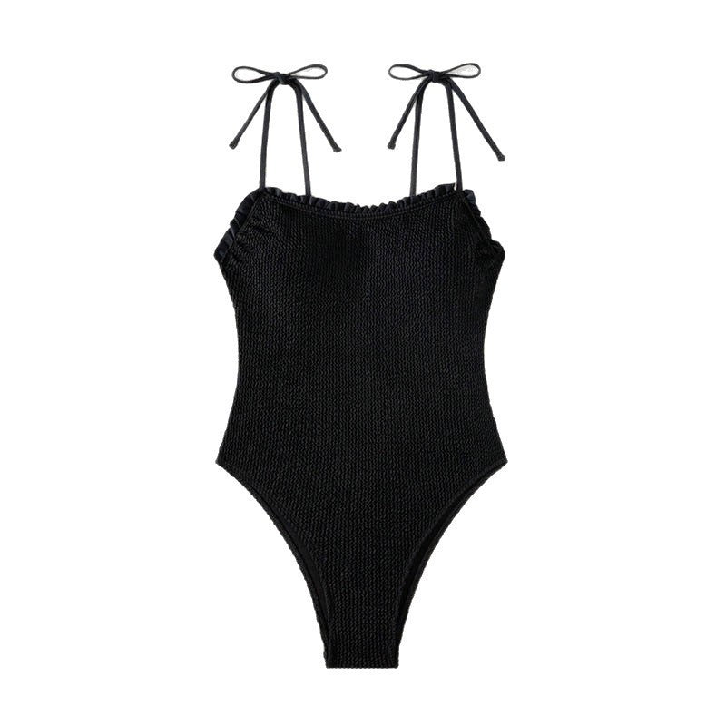 Ladies' one-piece swimsuit with ruffle trim and adjustable straps Mune Fashion