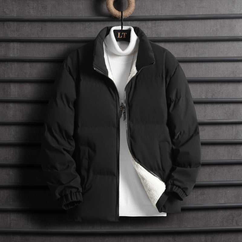 Men's Padded Oversize Quilted Jacket with Teddy Lining and High Stand-Up Collar Mune Fashion
