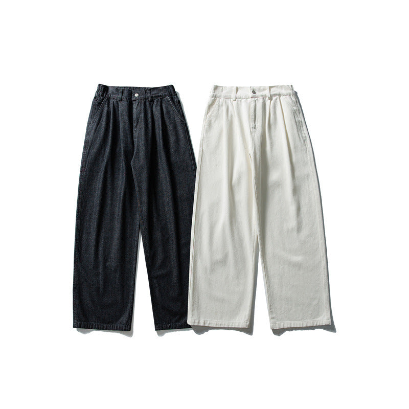Women high-waisted wide pleated trousers made of cotton blend with straight leg Mune Fashion