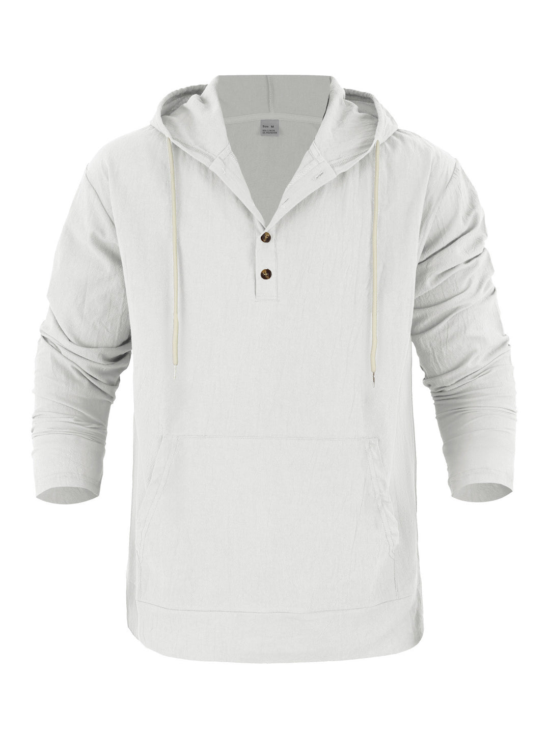 Men's Lightweight Hooded Henley Made of Cotton-Linen with Kangaroo Pocket Mune Fashion