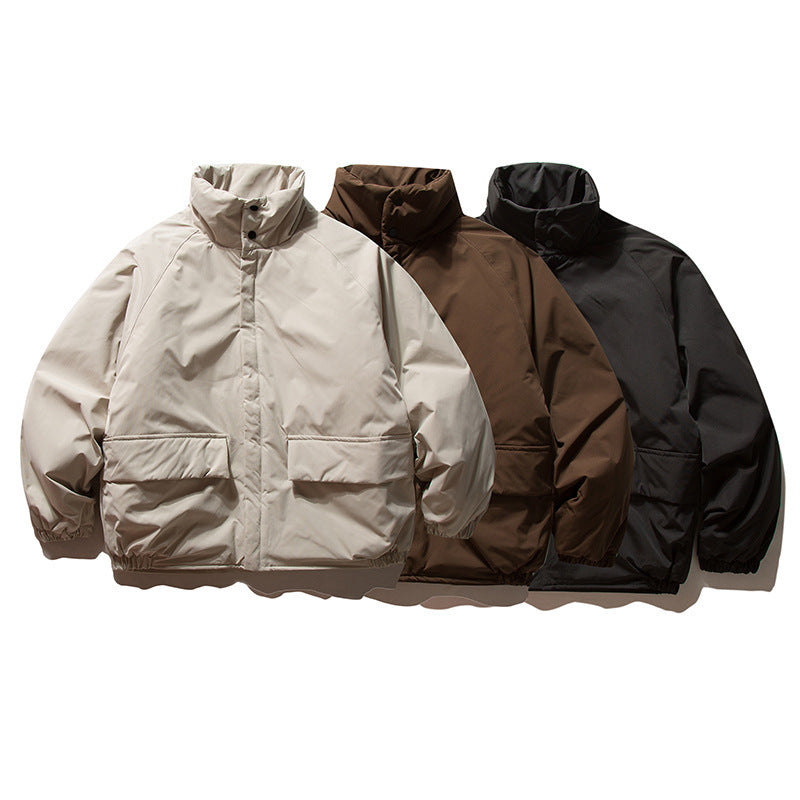 Unisex Boxy Padded Transition Jacket with High Stand-Up Collar, Elastic Cuffs and Flap Pockets Mune Fashion