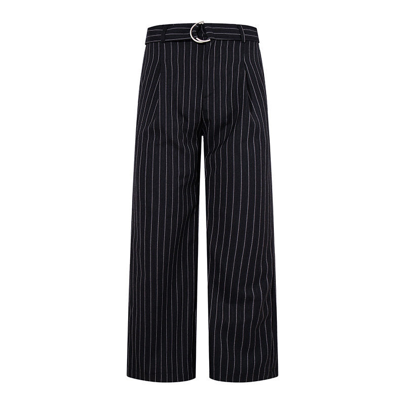Women Wide Linen-Mix Culotte Pants with High Waist and D-Ring Belt Mune Fashion