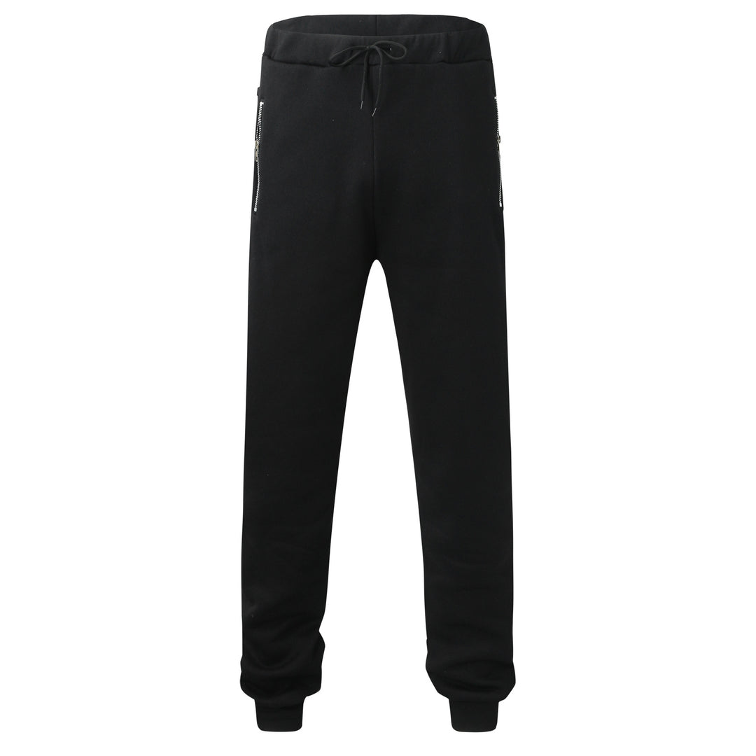 Men's comfortable jogging pants with elastic waistband drawstring tapered legs and side zip pockets Mune Fashion