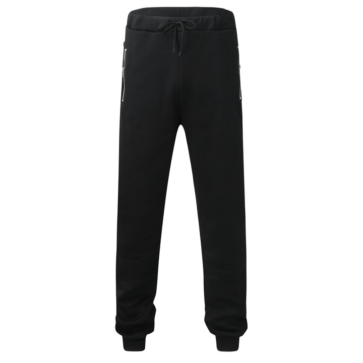Men's comfortable jogging pants with elastic waistband drawstring tapered legs and side zip pockets Mune Fashion