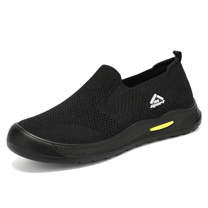 Men's breathable slip-on work shoe with seamless knitted upper, shock-absorbing EVA midsole and slip-resistant rubber outsole Mune Fashion