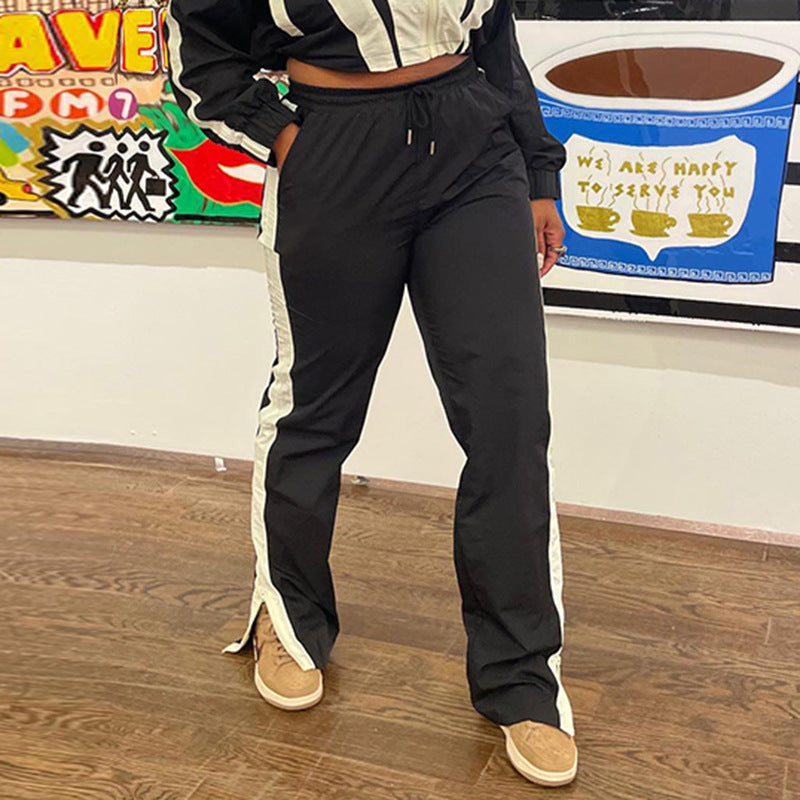 Women cropped sporty bomber jacket with full zip and fitted drawstring Mune Fashion
