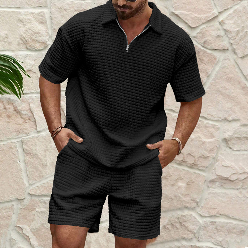 Men's two-piece structured leisure set with zip collar Mune Fashion