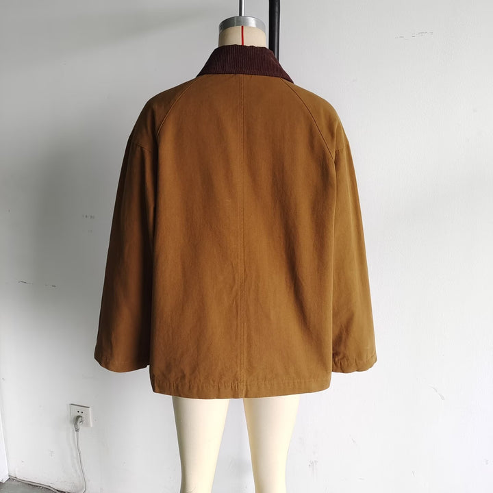 Women's short canvas jacket with cord collar and decorative toggle closures Mune Fashion