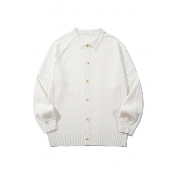 Unisex Boxy Knit Cardigan with Shirt Collar, Raglan Sleeves and Ribbed Hems Mune Fashion