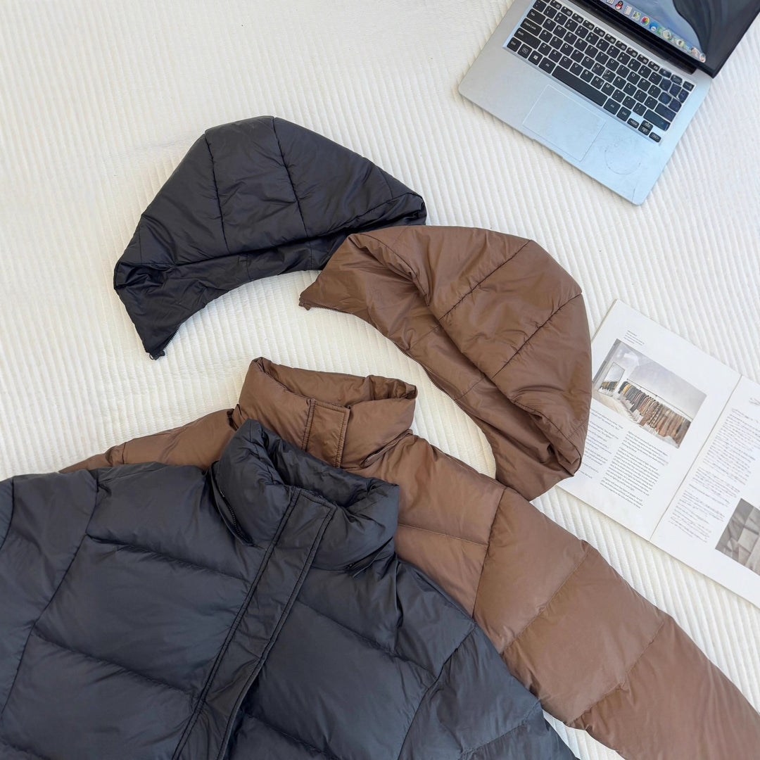 Women's Padded Hooded Quilted Jacket with High Collar and Oversized Silhouette Mune Fashion