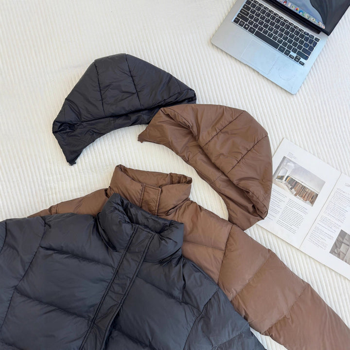 Women's Padded Hooded Quilted Jacket with High Collar and Oversized Silhouette Mune Fashion
