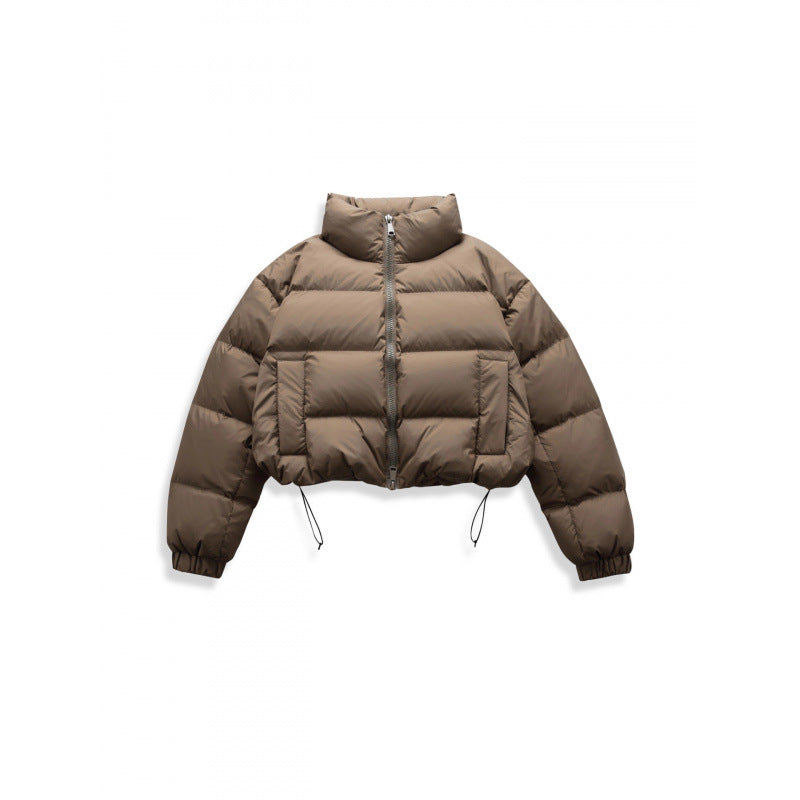 Women's short quilted winter jacket in cropped style with high stand-up collar Mune Fashion