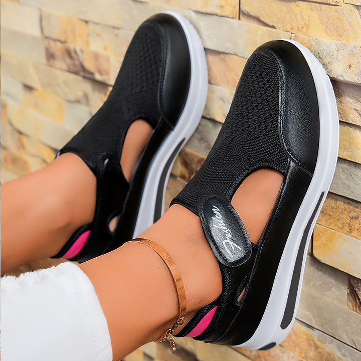 Women's ergonomic Mary Jane slip-on sneakers made of 3D knit with Velcro and shock-absorbing platform sole Mune Fashion