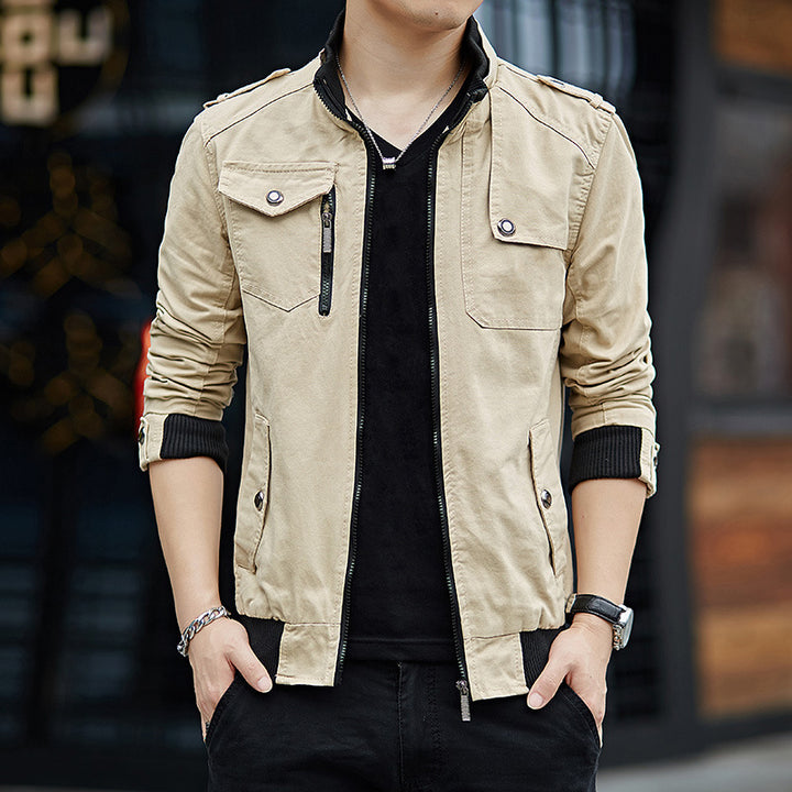 Men's Canvas Field Blouson in Pilot Cut with Flap Pockets and Arm Pocket Mune Fashion