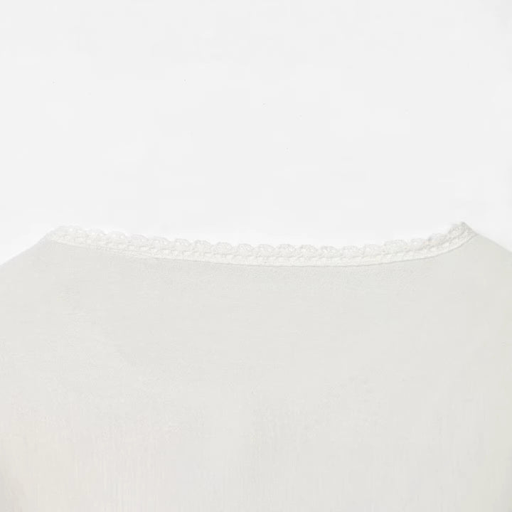 Women Romantic Lace Blouse with Button Placket, Waist Ties and Delicate Embroidery Mune Fashion