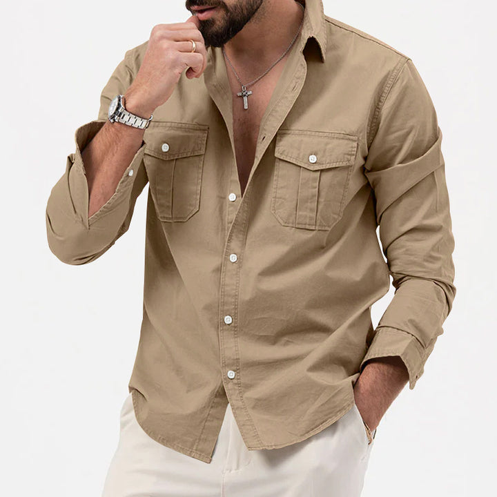 Men's shirt with chest pockets and Kent collar, casual regular fit made of cotton mix Mune Fashion