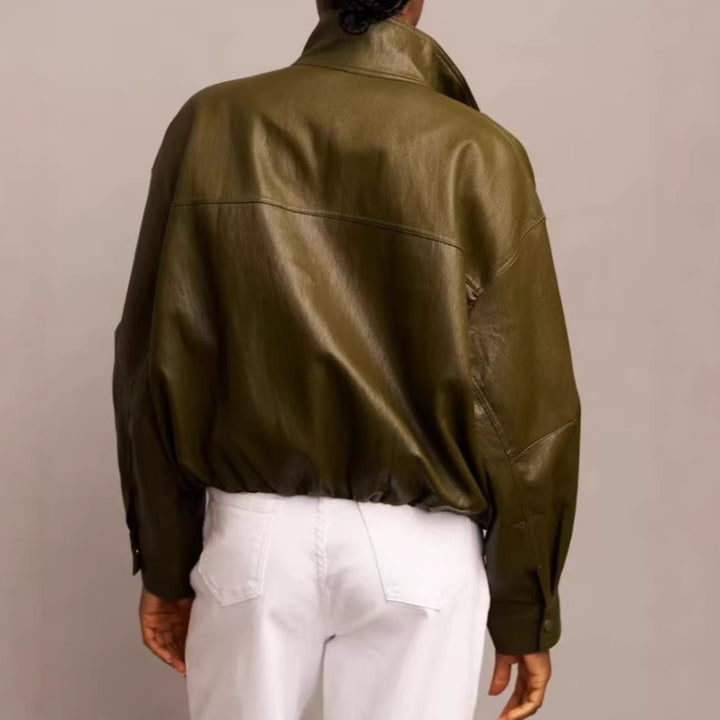 Women's Stylish Leather Jacket in Avant-Garde Style