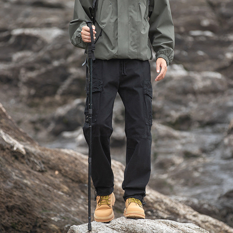 Men's Outdoor Cargo Pants with Adjustable Drawstring Waistband, Knee Reinforcement, and Multi-Pockets Mune Fashion