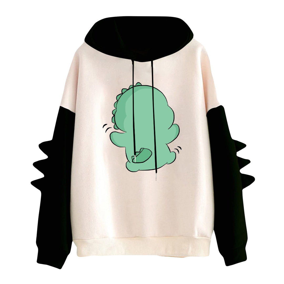 Women's hoodie with cute dinosaur print and three-dimensional spikes Mune Fashion