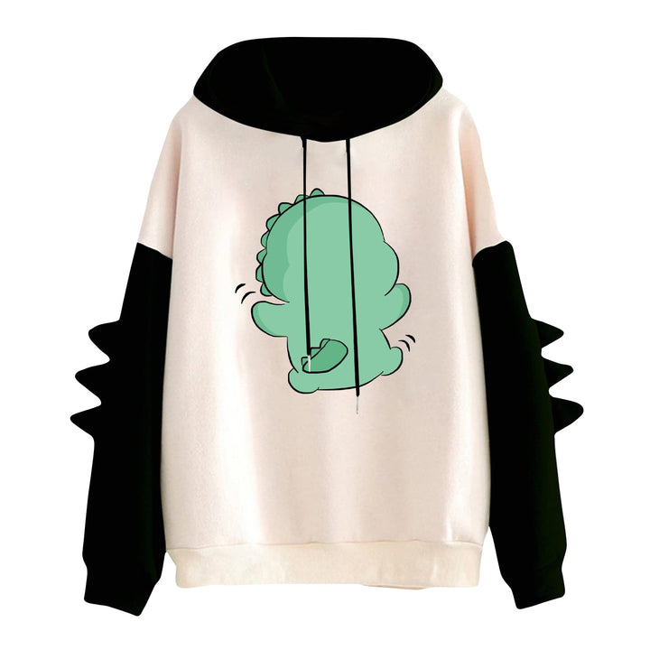 Women's hoodie with cute dinosaur print and three-dimensional spikes Mune Fashion