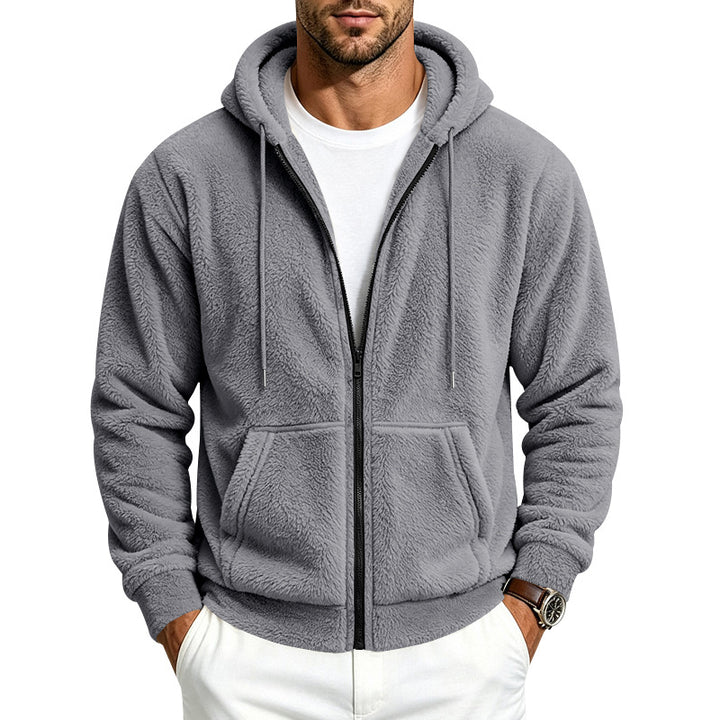 Men's fleece hoodie jacket with teddy lining, full zip and kangaroo pockets Mune Fashion