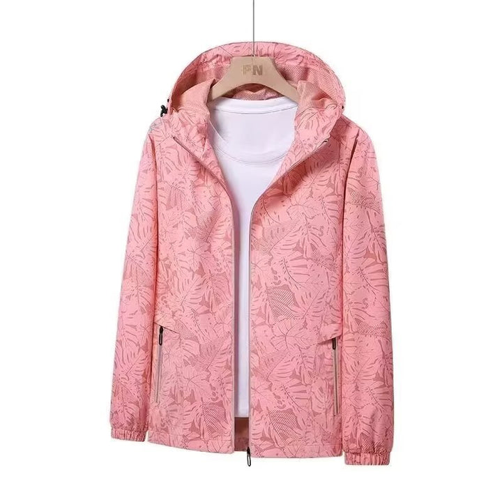 Women’s Breathable Hooded Jacket with Trendy Leaf Print Mune Fashion