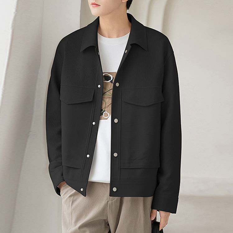 Men's Boxy Overshirt-Jacket with Snap Buttons and Patch Pockets Mune Fashion