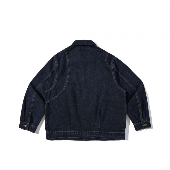 Unisex Boxy Denim Worker Jacket with Oversized Patch Round Pockets Mune Fashion