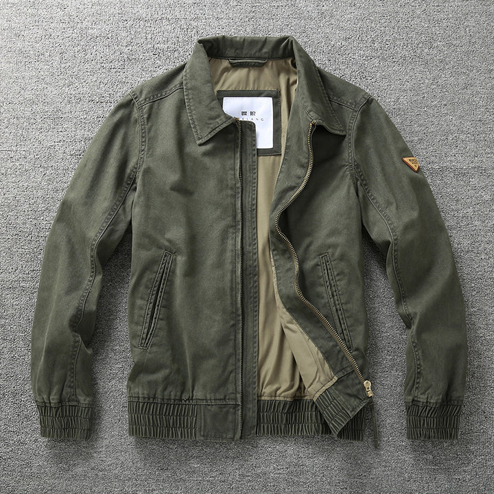 Men's casual canvas field jacket with zipper and elastic hem Mune Fashion
