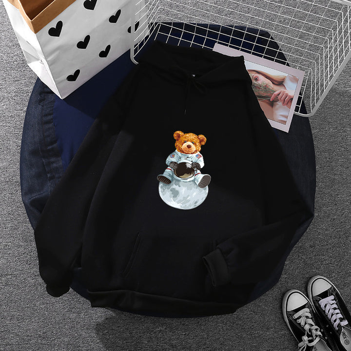 Women’s soft oversized hoodie with kawaii mushroom frog print, kangaroo pocket, and ribbed cuffs Mune Fashion