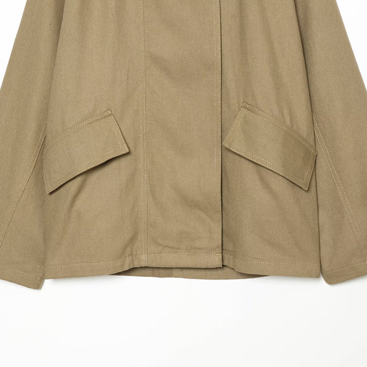 Women's Short Oversized Cape Trench Coat with High Funnel Collar and Utility Patch Pockets Mune Fashion