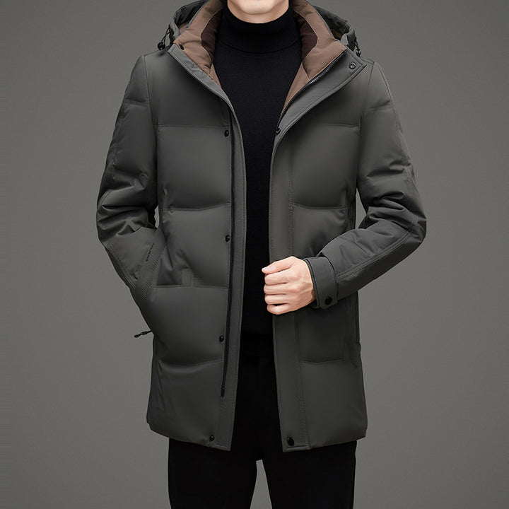 Men's padded hooded quilted jacket with elongated cut and windproof membrane Mune Fashion
