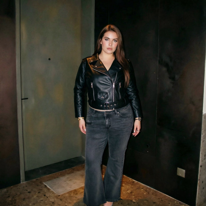 Ladies Stylish Biker Jacket with Belt Mune Fashion