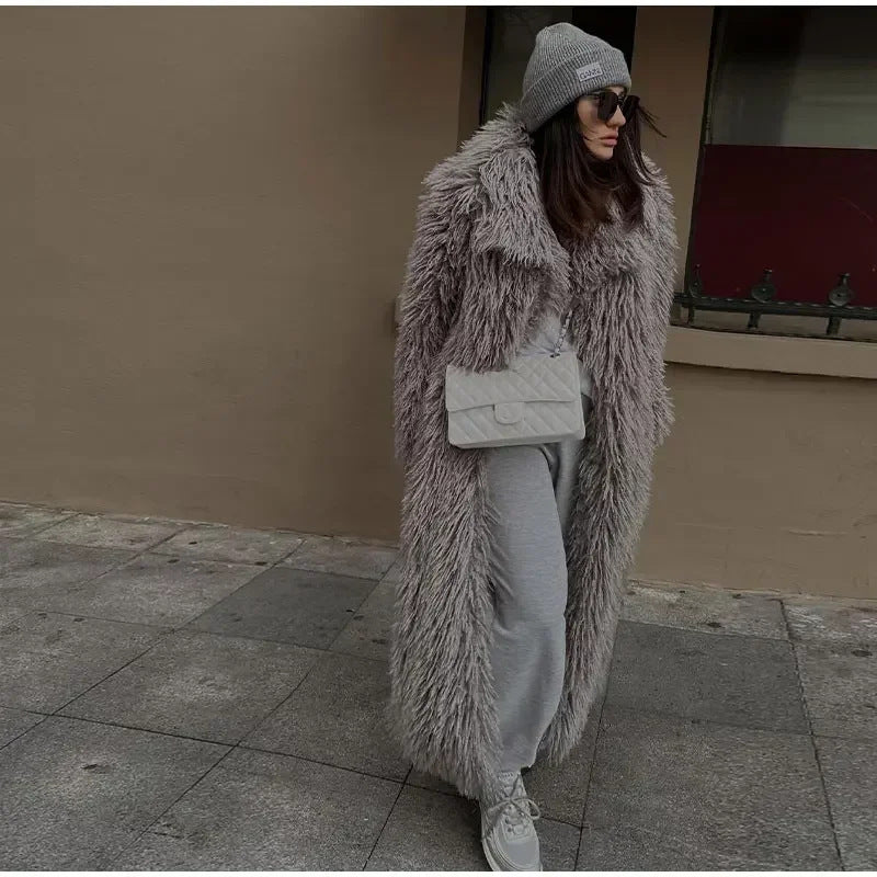 Women's Long Faux Fur Coat Mune